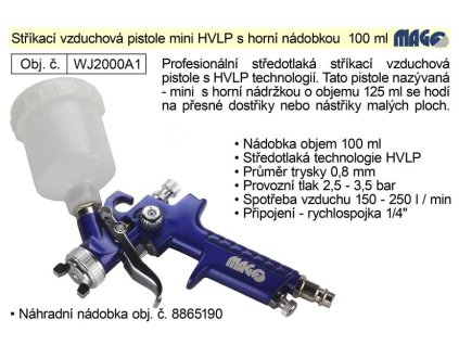 Magg WJ2000A1 Pistole stříkací vzduchová mini HVLP Profi horní nádobka 100ml