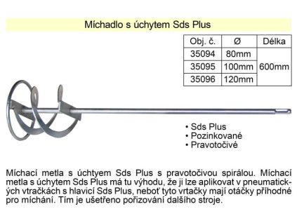 Míchadlo SDS plus  80 x 500 mm pozinkované