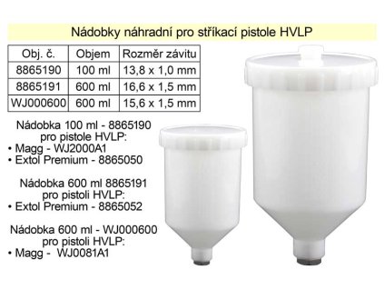 Nádobka náhradní pro stříkací pistoli objem 600 ml Magg