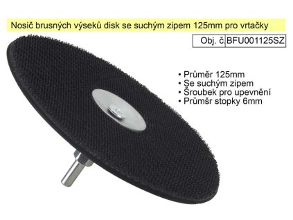 Nosič brusných výseků disk se suchým zipem 125mm pro vrtačky s upevněním na šroubek