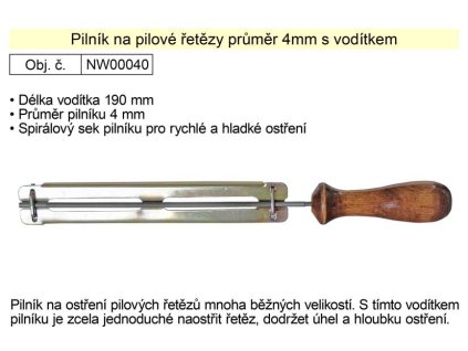Pilník na pilové řetězy průměr 4,0 mm s vodítkem