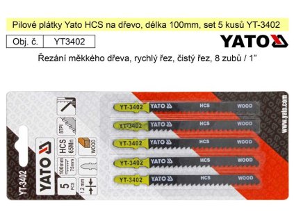 Pilové plátky Yato HCS na dřevo set 5 kusů YT-3402