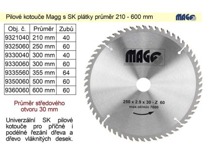 Pilový kotouč s SK plátky 600x30mm 60 zubů Magg