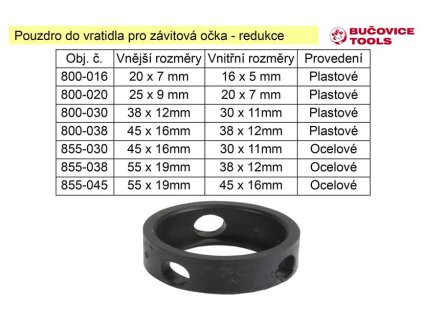 Pouzdro do vratidla pro závitová očka - redukce 20 / 16mm