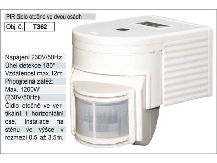 Snímač pohybu PIR 180° / 12m , otočný ve dvou osách