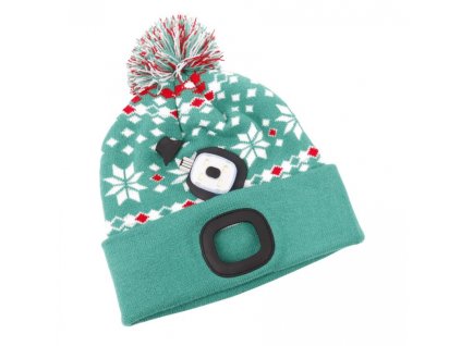 STREND PRO Čepice se světlem X-mas ZELENÁ, velikost UNI