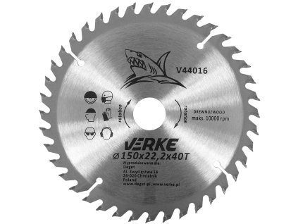 VERKE Pilový kotouč s SK plátky 150x22,2mm 40 zubů + redukce 12,7/16/20mm