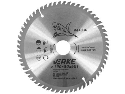 VERKE Pilový kotouč s SK plátky 190x30mm 60 zubů + redukce 16/20/25,4mm