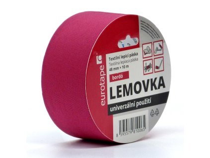 Eurotape - Lemovka textilní lepicí páska 48mm x 10m - bordó