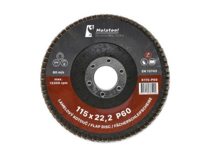Kotouč lamelový brusný Molatool KorundØ 115 x 22,2 mm, P60