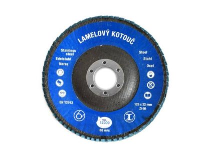 Kotouč lamelový brusný Ø125 x 22 mm, P60, Zirkon Klasik
