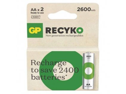 Baterie dobíjecí GP RECYKO 2600 AA , 2BL blistr