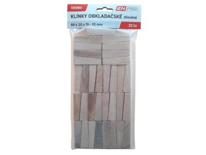 Klínky obkladačské dřevěné, 55 x 20 x 15 - 10 mm, 33 ks, ENPRO