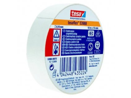 Páska elektroizolační PVC 53988, IEC, 10 m x 15 mm, bílá, TESA