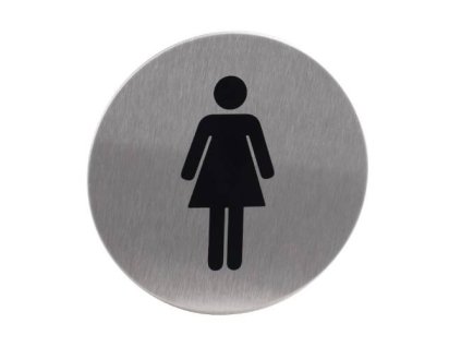 Znak rozlišovací "WC-ženy", Ø 75 mm, samolepící, nerez