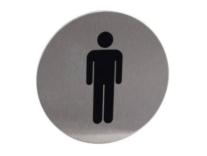 Znak rozlišovací "WC-muži", Ø 75 mm, samolepící, nerez
