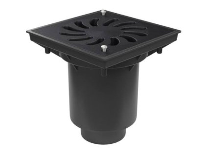 Vpusť kanalizační spodní D 160 mm, suchá klapka, litinová mřížka se zámkem, černá, ENPRO