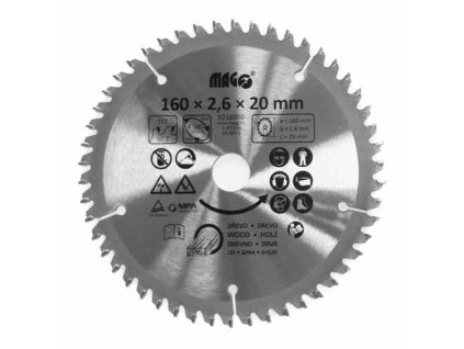 Pilový kotouč 160x2,6x20mm/50 zubů - střídavě trapézové