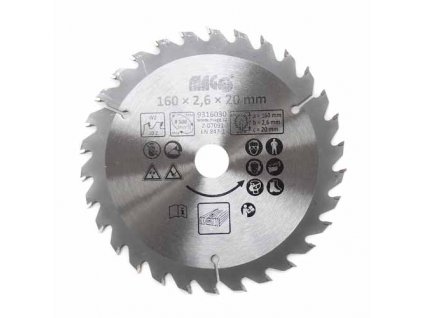 Pilový kotouč 160x2,6x20mm/30 zubů - střídavě šikmé