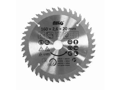Pilový kotouč 160x2,6x20mm/40 zubů - střídavě šikmé