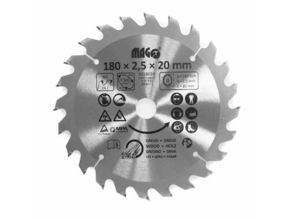 Pilový kotouč 180x2,5x20mm/24 zubů - střídavě šikmé