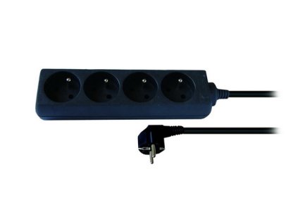SOLIGHT - prodlužovací přívod 3x1,0mm2 černý 4x zásuvka - 3m
