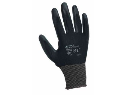 CERVA - BUNTING BLACK rukavice nylonové PU dlaň - velikost 10