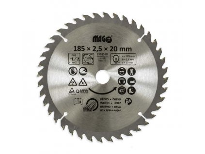 Pilový kotouč 185x2,5x20mm/40 zubů - střídavě šikmé