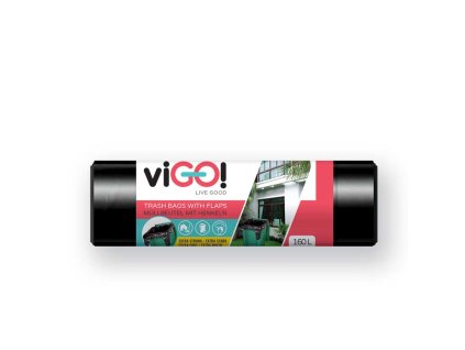 viGO! Pytle odpadkové s uchy LD 160l/10 ks 90x110+20cm - černé