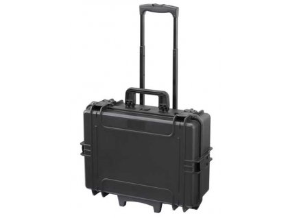 MAX Plastový kufr, 555x445xH 258mm, IP 67, barva černá. S držadlem a kolečky