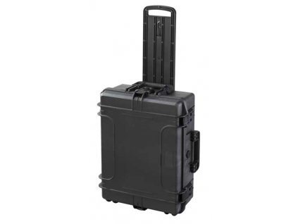 MAX Plastový kufr, 604x473xH 225mm, IP 67, barva černá.  S držadlem a kolečky