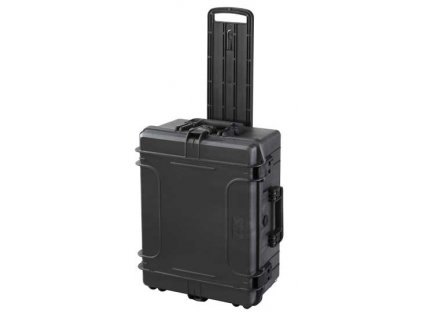 MAX Plastový kufr, 604x473xH 283mm, IP 67, barva černá.  S držadlem a kolečky.
