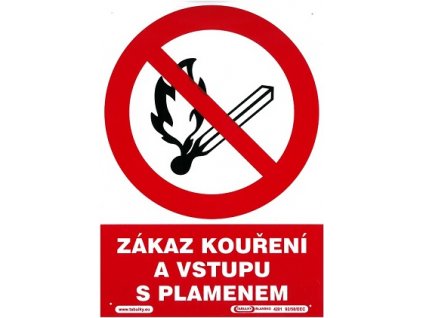 Zákaz kouření a vstupu s plamenem 210x297mm - plastová tabulka