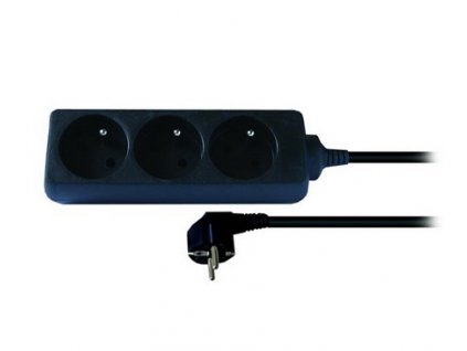 SOLIGHT - prodlužovací přívod 3x1,0mm2 černý 3x zásuvka - 3m