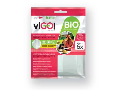 viGO! BIO talíř z cukrové třtiny hranatý 20cm - 6 ks