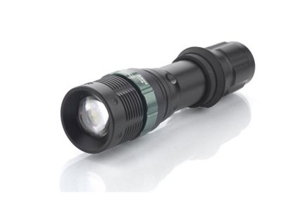 SOLIGHT - LED kovová svítilna, 3W CREE LED, černá, fokus, 3x AAA