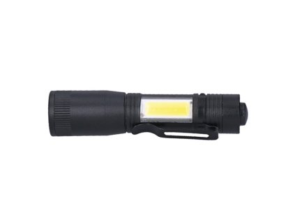 SOLIGHT - LED kovová svítlna 3W + COB, 150 + 60lm, AA, černá