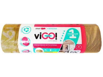 viGO! Premium odpadkový pytel LD se zatahováním 60l/10ks - parfemovaný GOLD