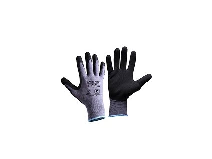 LAHTI PRO - Rukavice ochranné BLACK/GREY s nitrilovou vrstvou - velikost 8 (blistr)