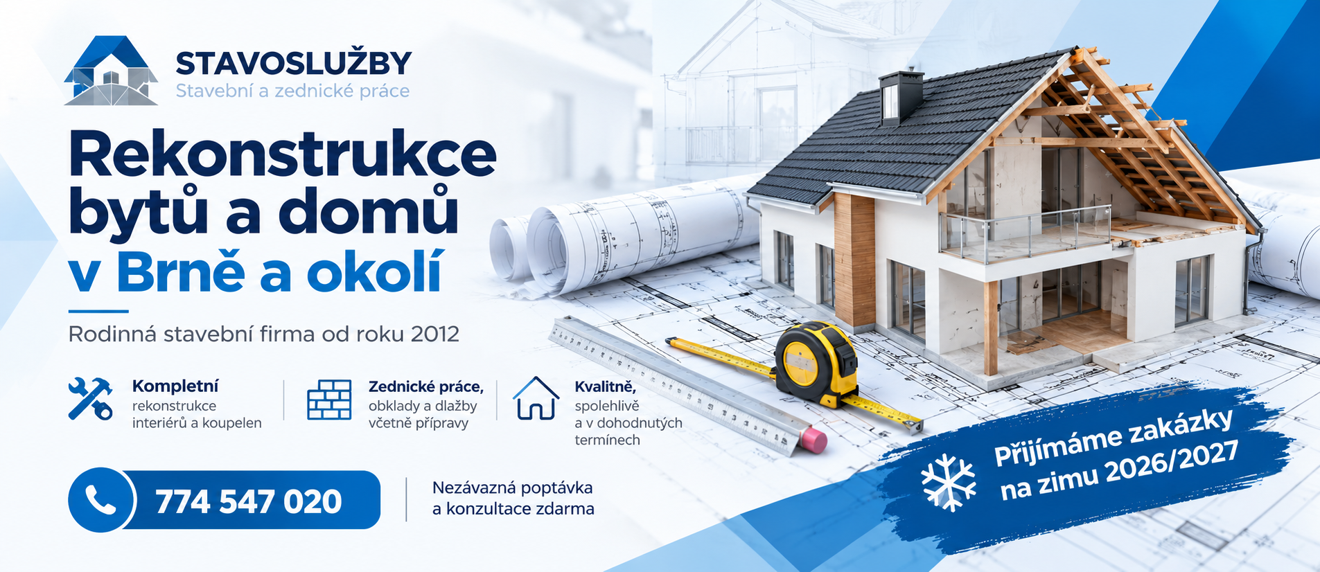 Rekonstrukce bytů a domů v Brně a okolí – STAVOSLUŽBY