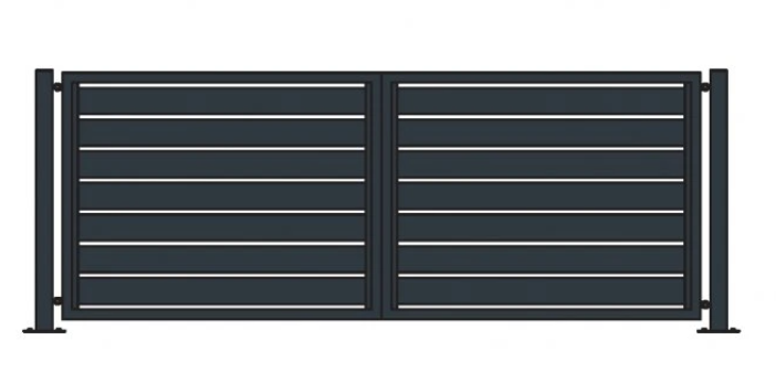 Dvoukřídlá brána H=1500mm L=4000mm výplň deska 160mm Barva: 9005+ Zlatý dub 3D