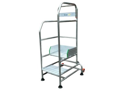 PALCO Pevna pracovna podesta – 2 schody + zabradlie a kolieska