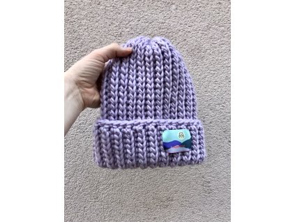 Čepice Snow – ledová levandulová ze 100% vlny
