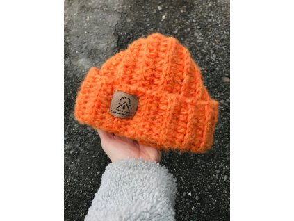 Čepice Hipster oranžová - z alpaky a merina