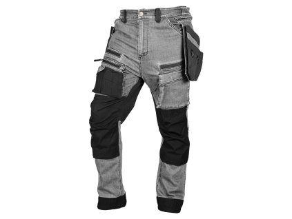 NEO TOOLS Pracovné nohavice DENIM, Cordura, odnímateľné vrecká, sivé, XS (Farba Šedá, Veľkosť XS)