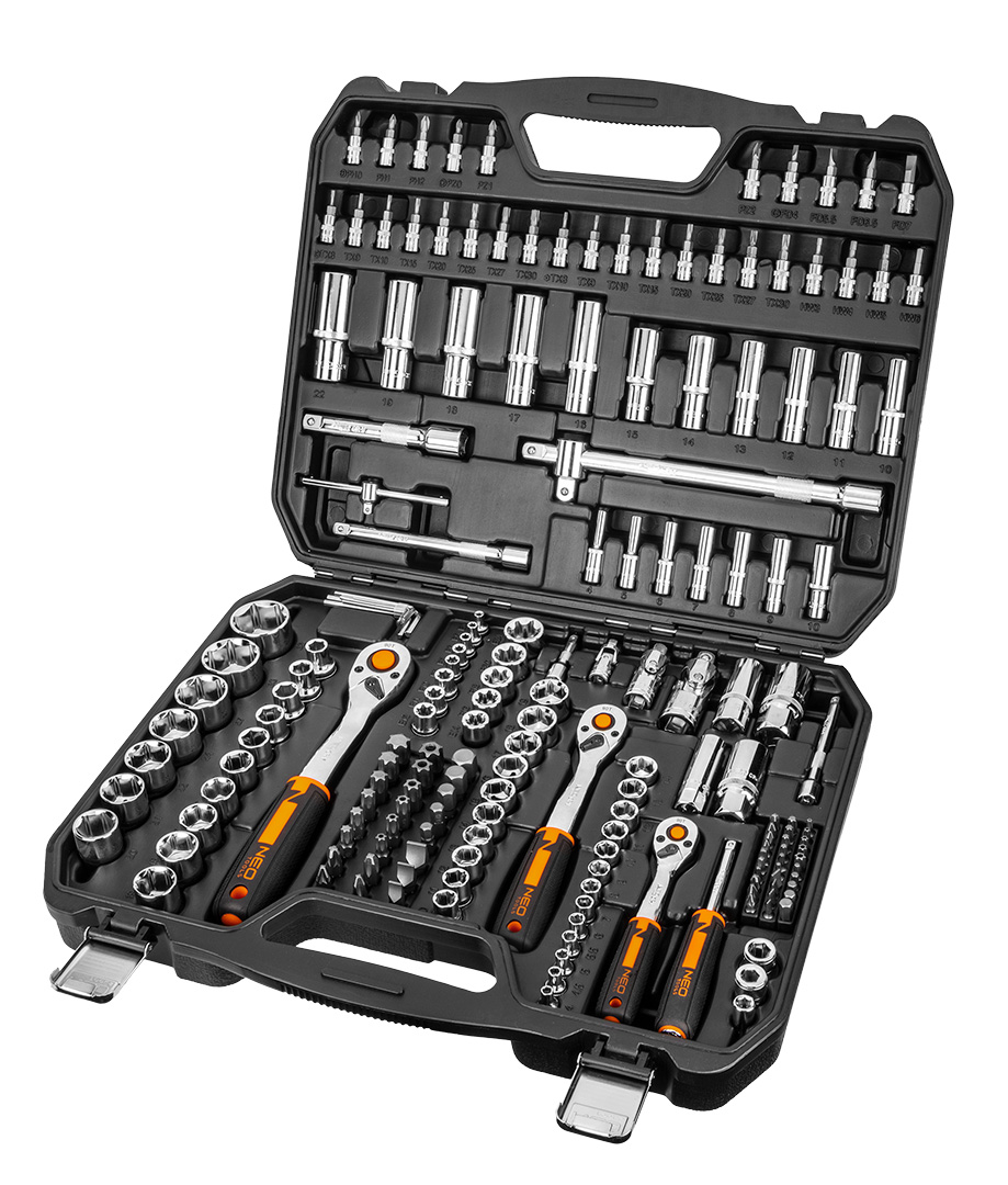 NEO TOOLS Gola sada 1/2", 3/8", 1/4", sada 182 ks