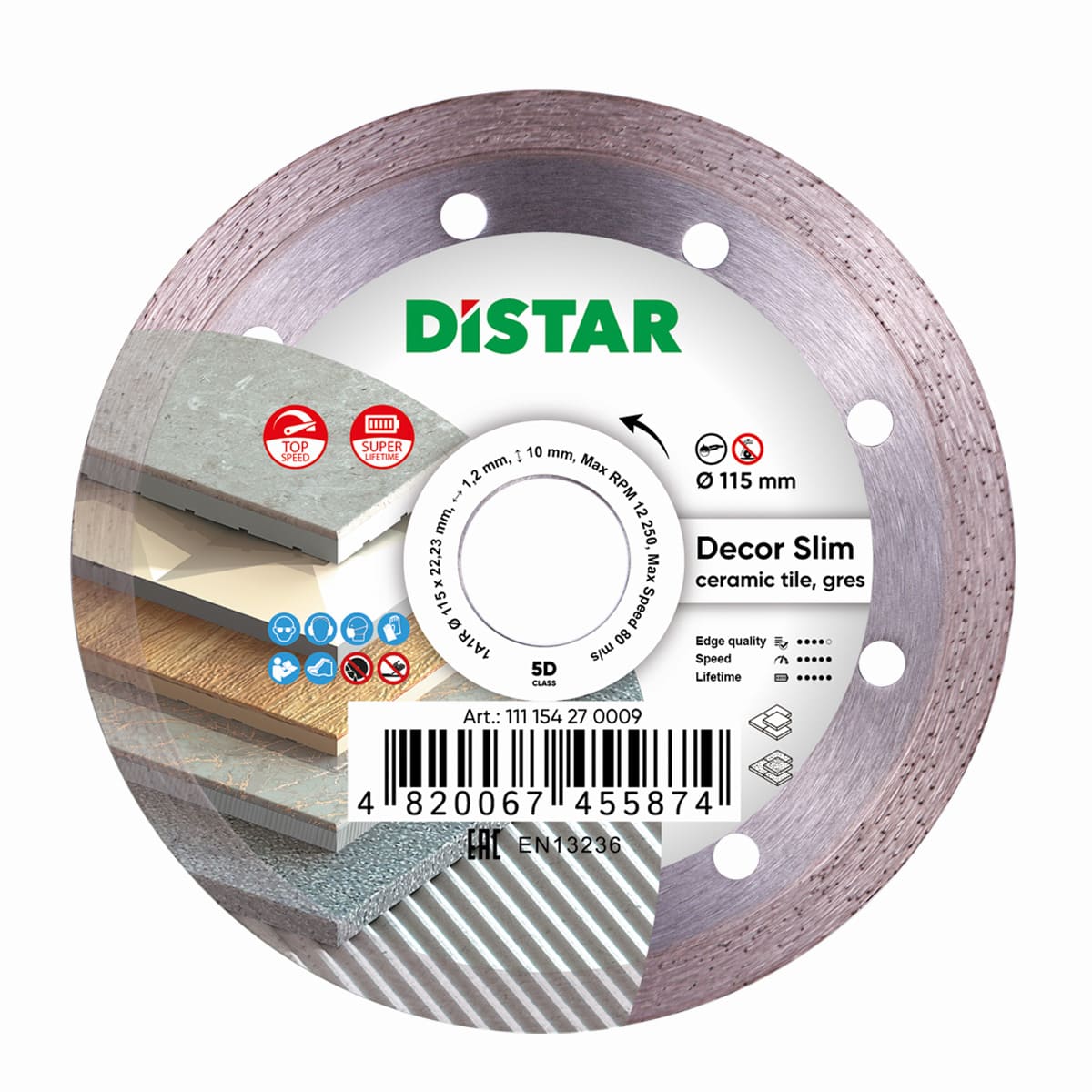 DISTAR Diamantový kotúč 1A1R 5D DECOR SLIM 115  DISTAR Diamantový kotúč 1A1R 5D DECOR SLIM 115