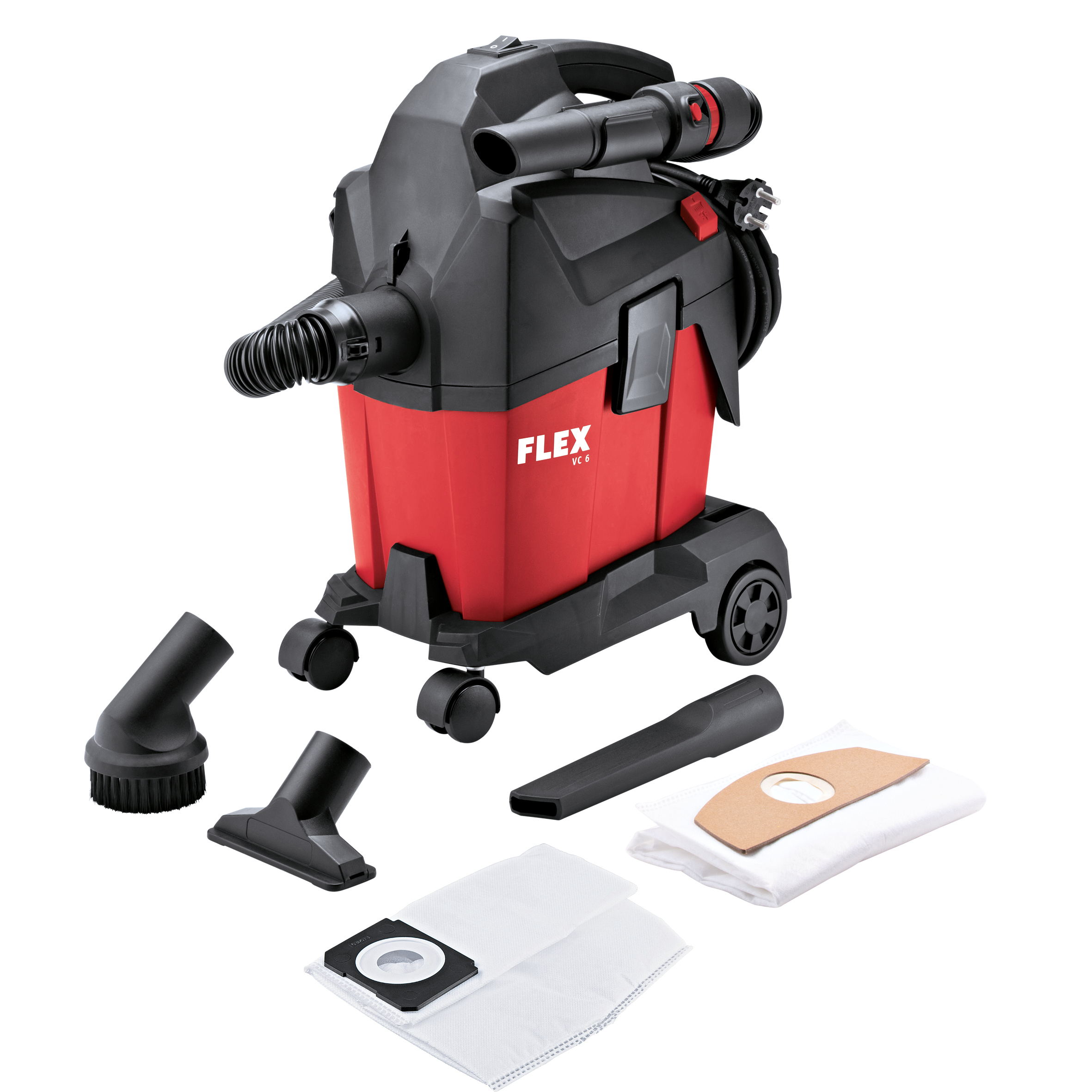 FLEX VC 6 L MC  Kompaktný vysávač + fleecové filtračné vrecká  FLEX VC 6 L MC  Kompaktný vysávač s ručným čistením filtra, 6 l, trieda L