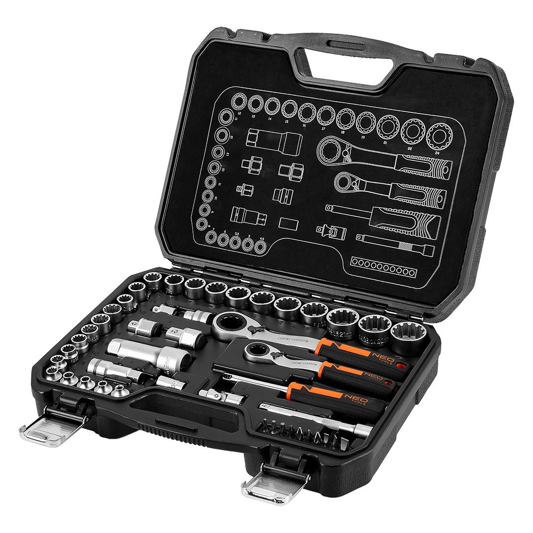 NEO TOOLS Gola sada priechodna 1/4" 3/8" 46ks