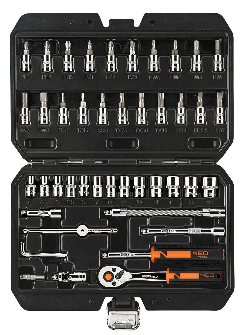 NEO TOOLS Gola sada 1/4" 46ks